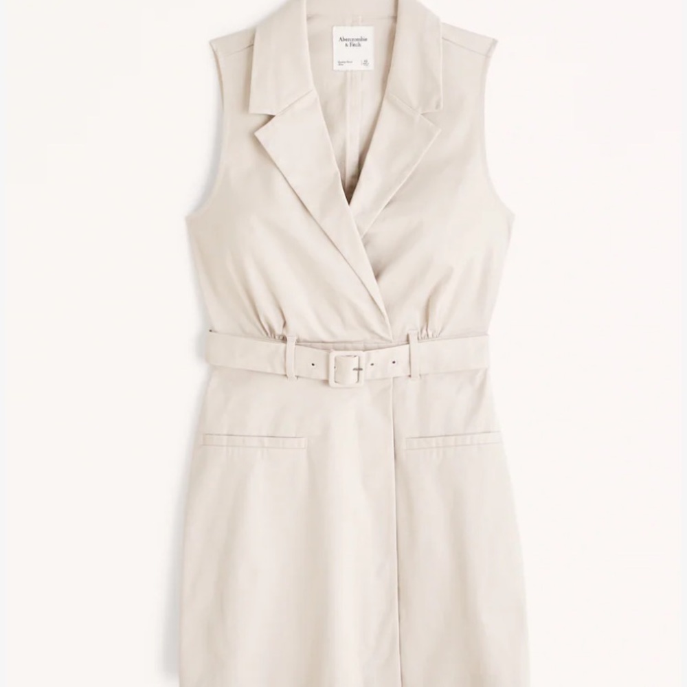NWT Abercrombie & Fitch Belted Vest Mini Dress in Cream XS